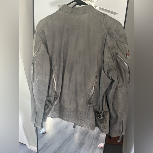 Harley-Davidson Gray Leather Jacket with patch detail - Picture 3 of 3